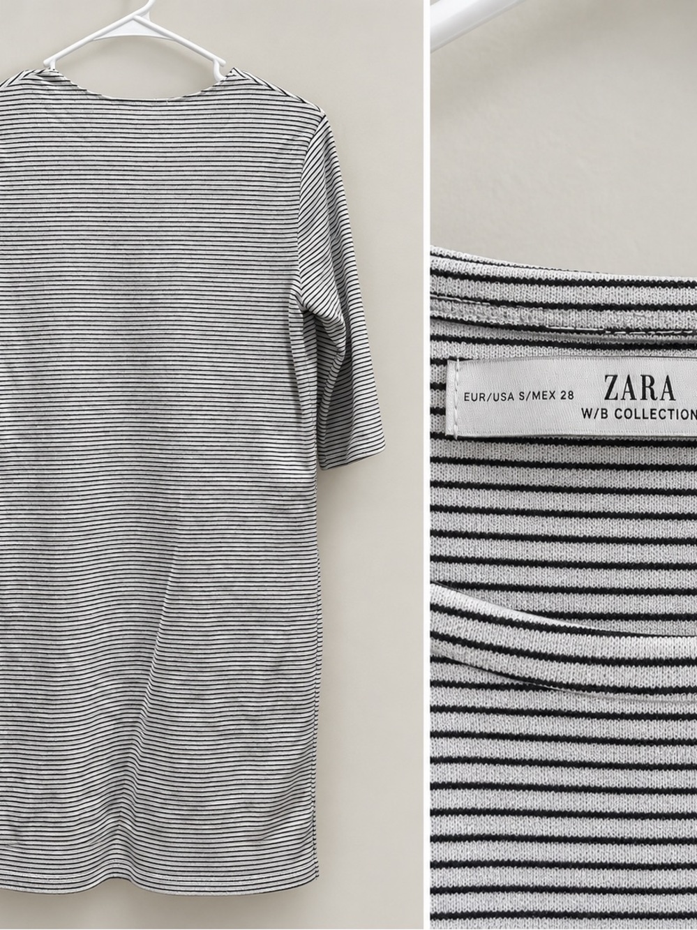 ZARA Black & White Striped Midi Dress